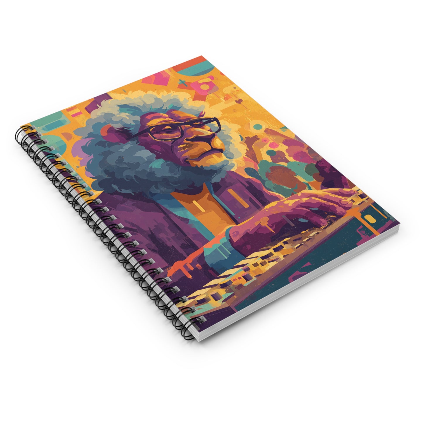 DJ Lion Spiral Notebook Colorful Retro Music Journal With Ruled Pages For Creative Writing Sketching And Song Planning