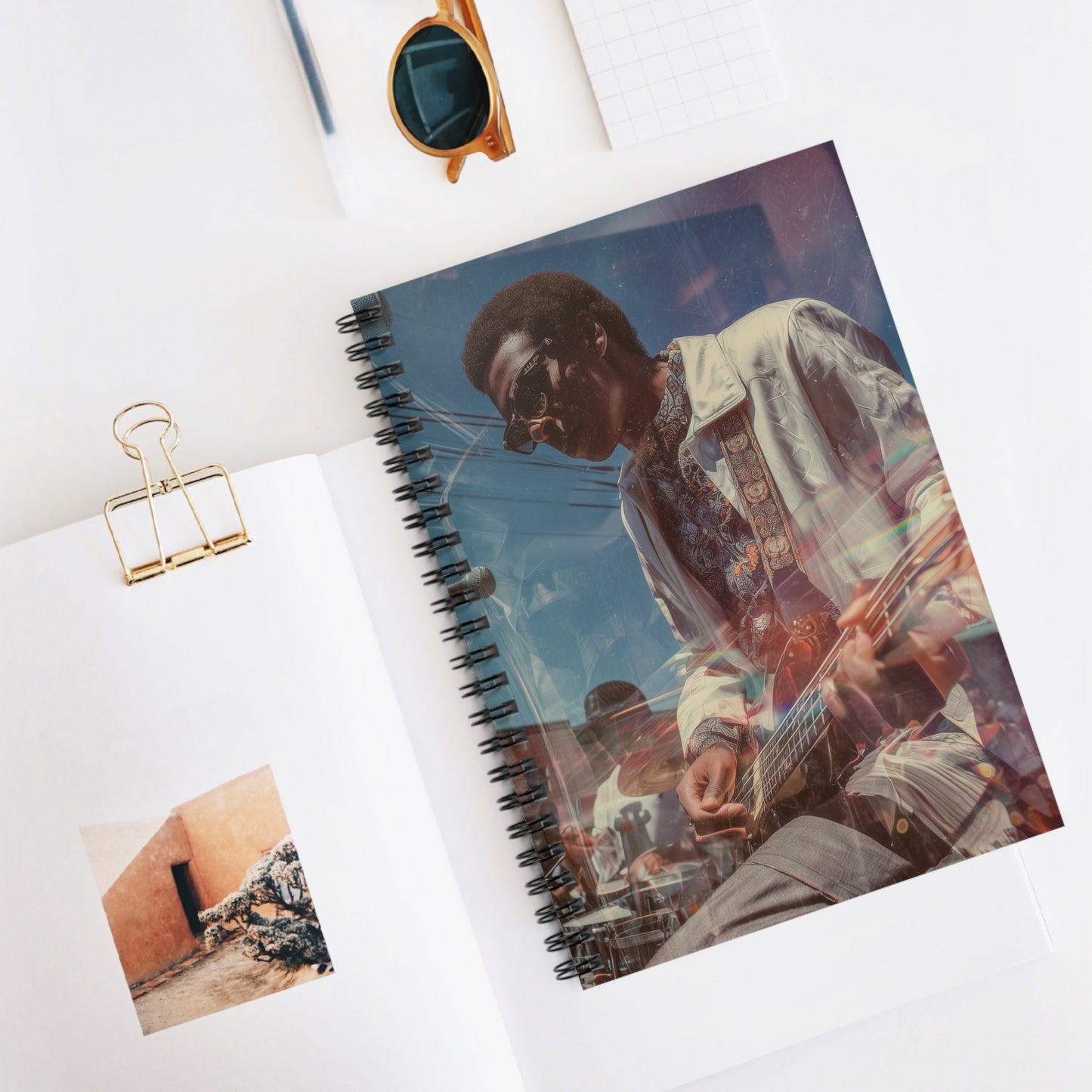 retro live music spiral notebook studio music lifestyle shot