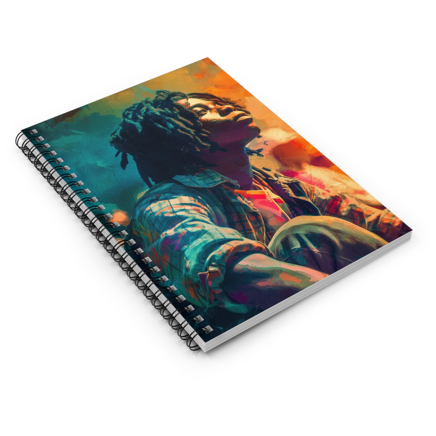 Vibrant Portrait Spiral Notebook Colorful Urban Artist Ruled Journal For Daily Writing