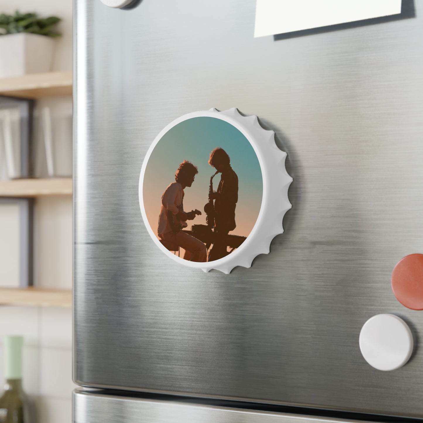 Sunset Jazz Silhouette Magnetic Bottle Opener Music Lover Gift