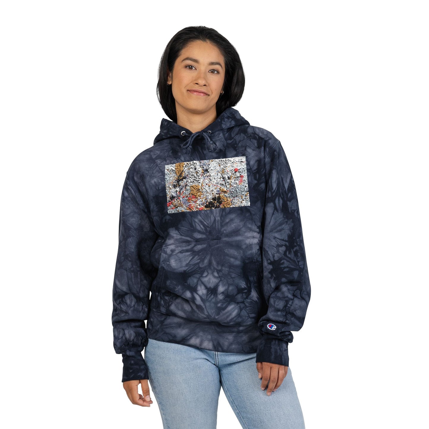 Abstract Pulse Tie‑Dye Champion Hoodie – Music Andy Designs - MusicandydesignsHoodie