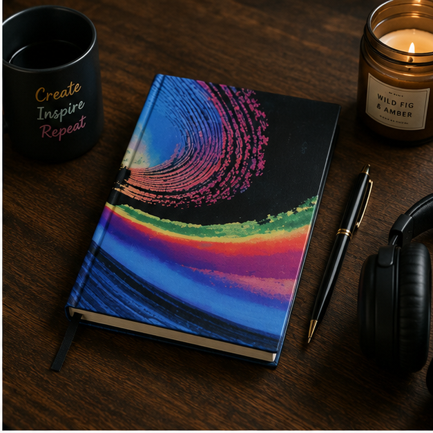 Abstract Neon Swirl Journal For Creative Writing And Notes 5x7 Ruled Notebook With Matte Cover