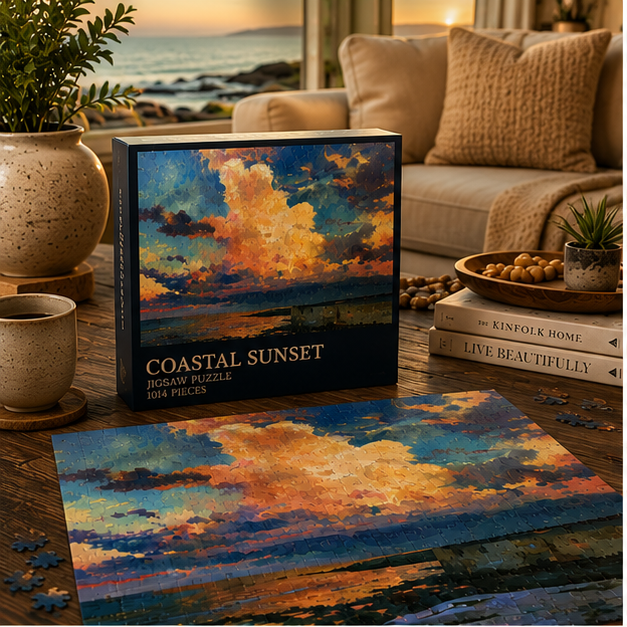 Coastal Sunset Puzzle — Impressionist Seascape Jigsaw (110–1014 pcs)