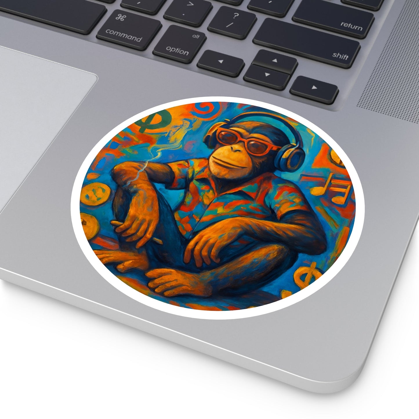 "Cosmic Chill" Chimp Sticker - MusicandydesignsPaper products