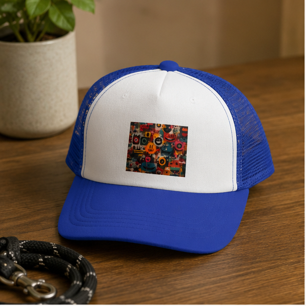 Dog Pop Art Trucker Hat Foam Front Mesh Back Colorful Retro Canine Cap With Sun Protection And Adjustable Fit