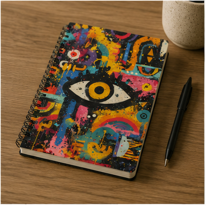 Eye Graffiti Spiral Notebook Colorful Street Art Journal Ruled Paper For Notes Sketching And Creative Thinking