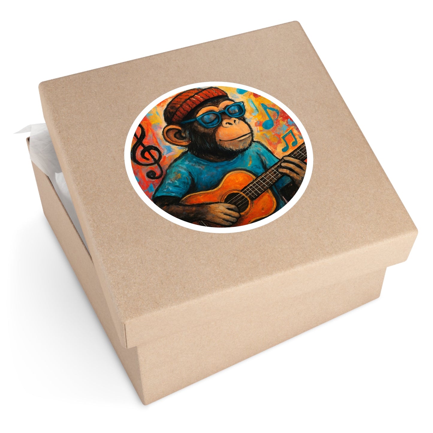 "Funky Folk" Chimp Sticker - MusicandydesignsPaper products