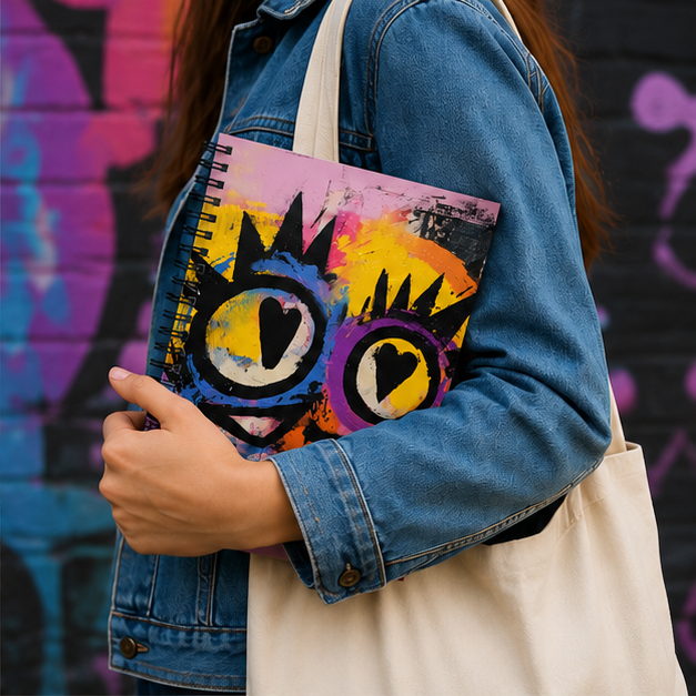 Graffiti Heart Eyes Spiral Notebook Colorful Urban Art Ruled Journal For Doodles Lists And Late Night Thoughts