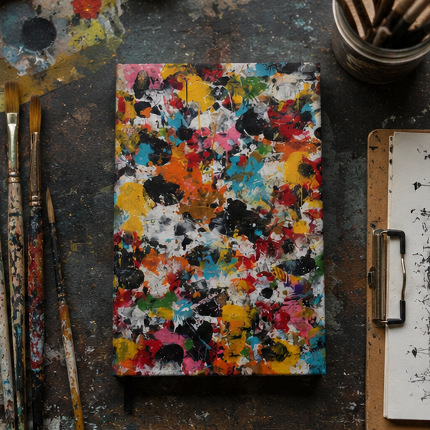 Abstract Color Splash Hardcover Journal With Vibrant Painted Artwork For Artists And Creative Notes 150 Lined Pages