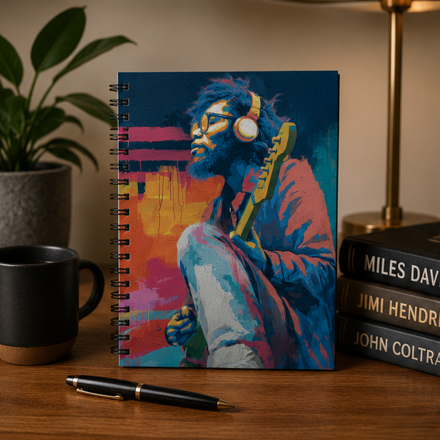 Music Artist Spiral Notebook Colorful Guitarist Art Journal Ruled 118 Pages GSM Paper