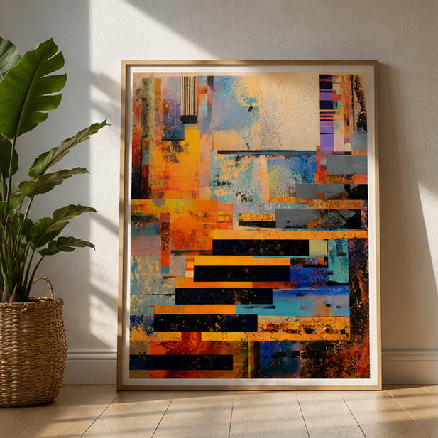 Abstract Geometric Matte Poster Modern Color Block Wall Art Vertical Giclee Print On Museum Grade Archival Paper