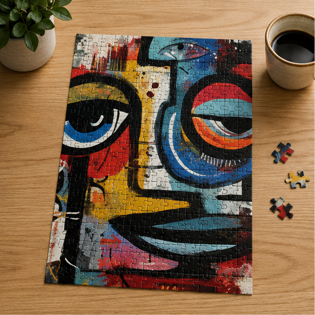 Vibrant Abstract Street Art Face Jigsaw Puzzle For Adults And Teens