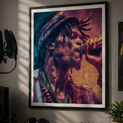 Reggae Singer Matte Poster Vertical Vintage Dreadlocks Music Wall Art Portrait For Gallery Display Printify