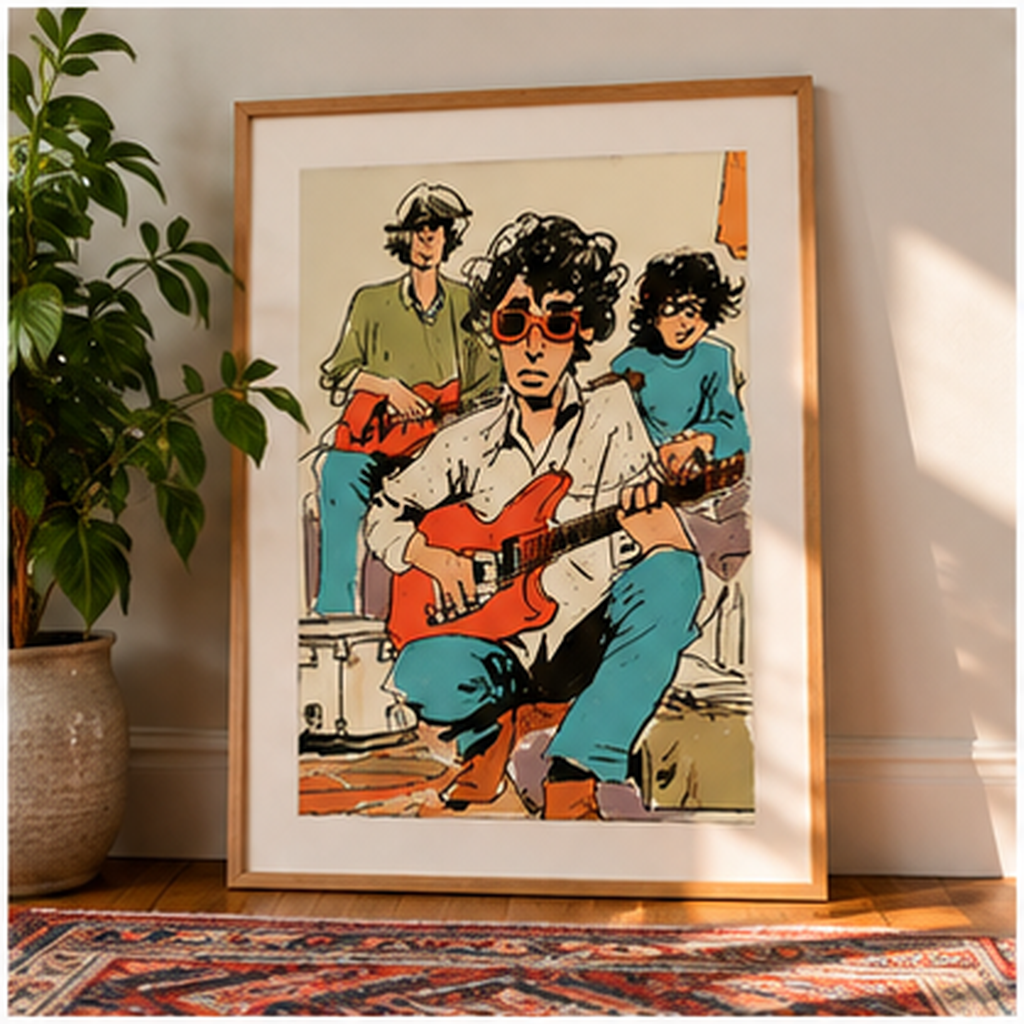 Retro Indie Band Poster, Vintage Rock Music Wall Art, Guitar Player Print, Alternative Music Decor, Musician Gift, Garage Band Art