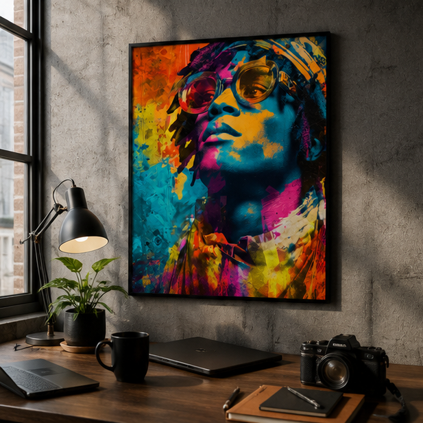 Vibrant Afro Pop Portrait Poster Matte Vertical Wall Art Printed On Archival Paper With Giclee Inks