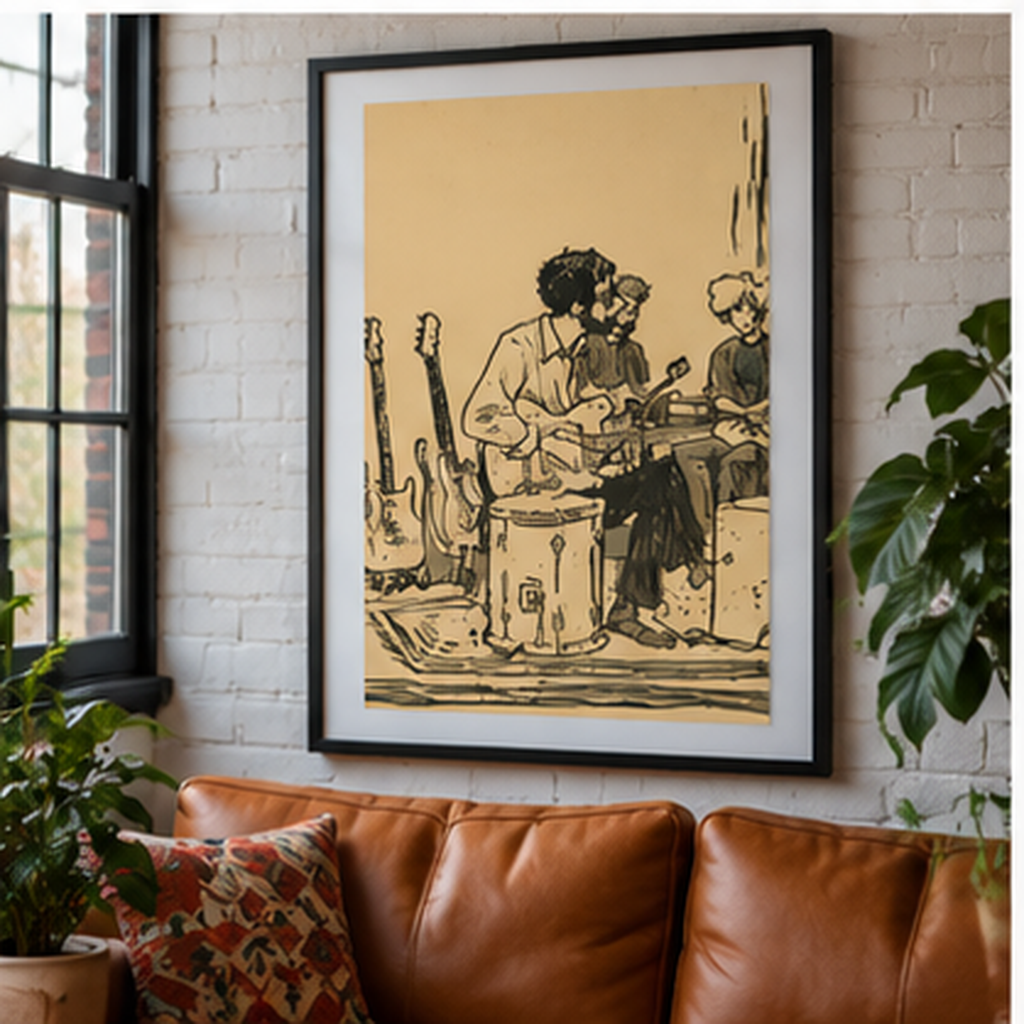 Vintage Acoustic Band Poster, Retro Music Wall Art, Guitar Player Print, Indie Folk Decor, Musician Gift, Jam Session Art, Music Room Decor