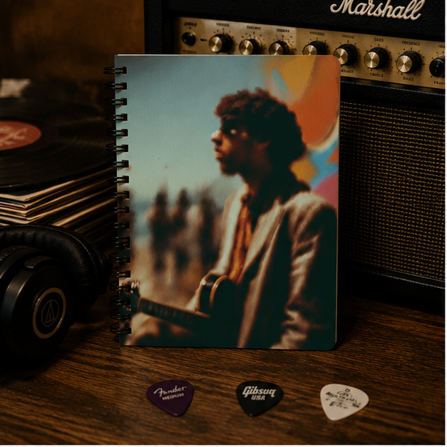 Vintage Musician Spiral Notebook — Ruled Lined Journal for Songwriters & Fans