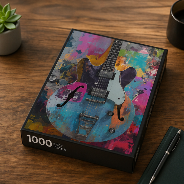 Vibrant Electric Guitar Jigsaw Puzzle Music Art Gift Set