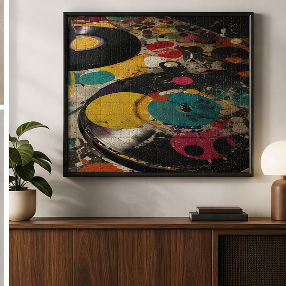 Vinyl Record Paint Splatter Jigsaw Puzzle Retro Music Art Collection