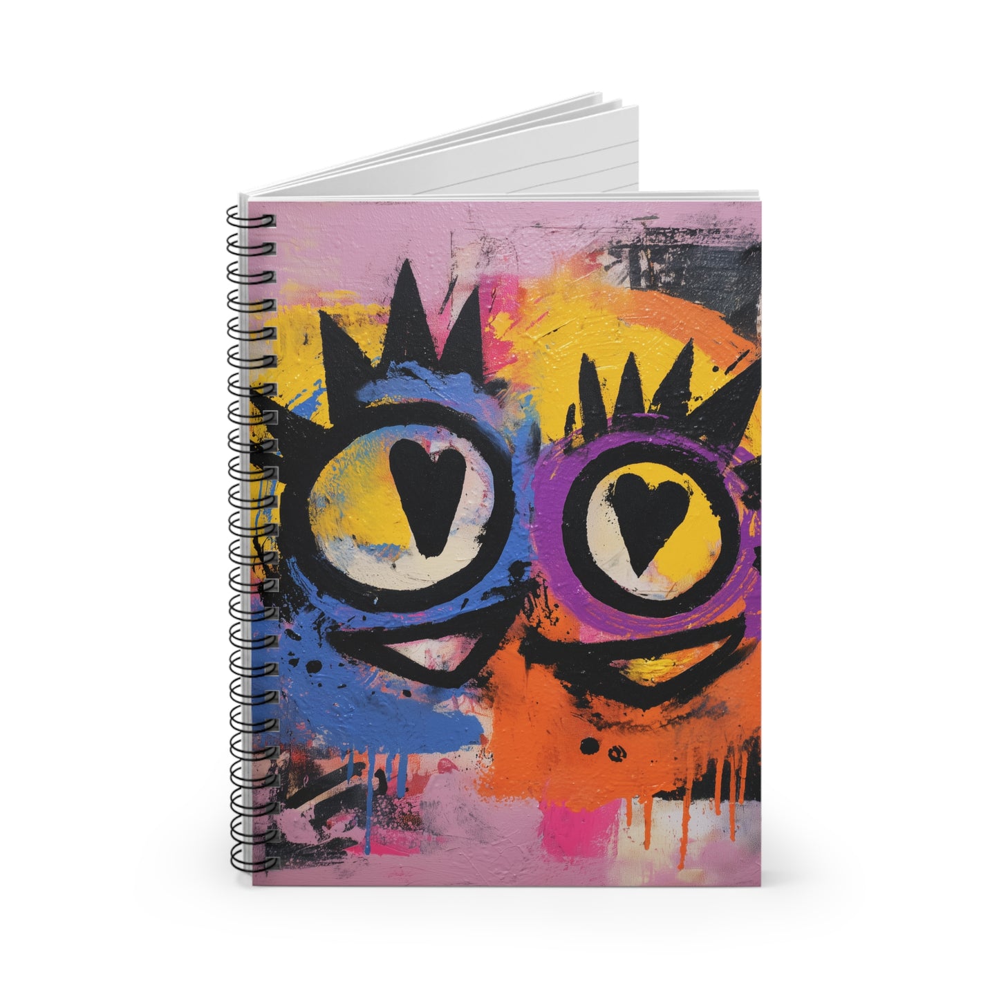 Graffiti Heart Eyes Spiral Notebook — Colorful Urban Art Ruled Journal