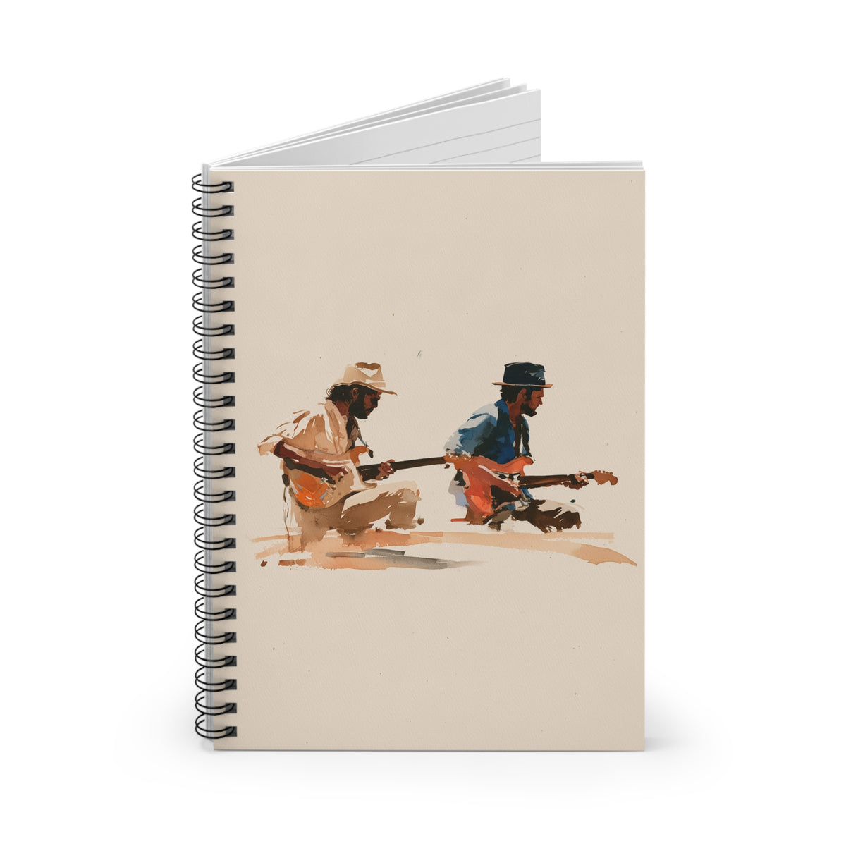 Acoustic Guitar Duo Spiral Notebook – Watercolor Music Journal, Lined Musician Notebook, Vintage Guitar Lover Gift