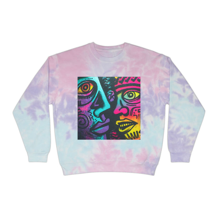 Electric Faces Neon Tie‑Dye Crewneck – Music Andy Designs