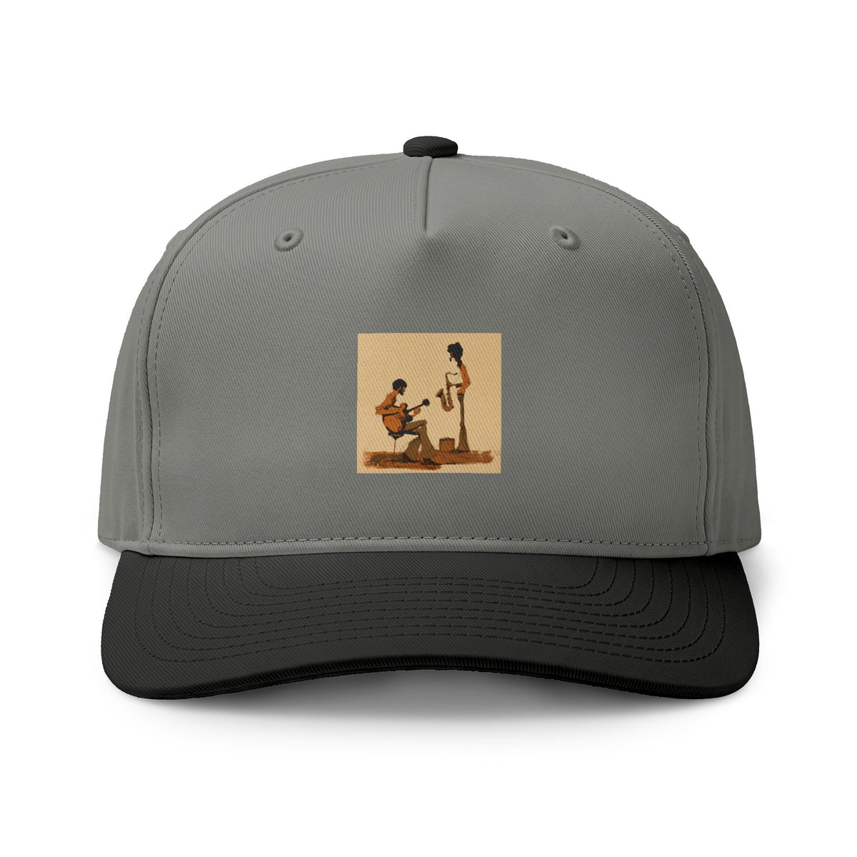 Vintage Street Musician Two Tone Cap, Retro Guitar Hat, Jazz Music Baseball Cap, Music Lover Gift, Indie Musician Trucker Style Hat