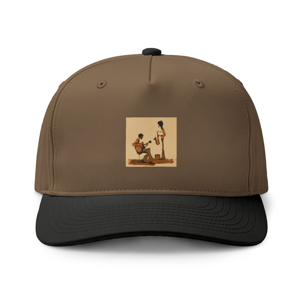Vintage Street Musician Two Tone Cap, Retro Guitar Hat, Jazz Music Baseball Cap, Music Lover Gift, Indie Musician Trucker Style Hat