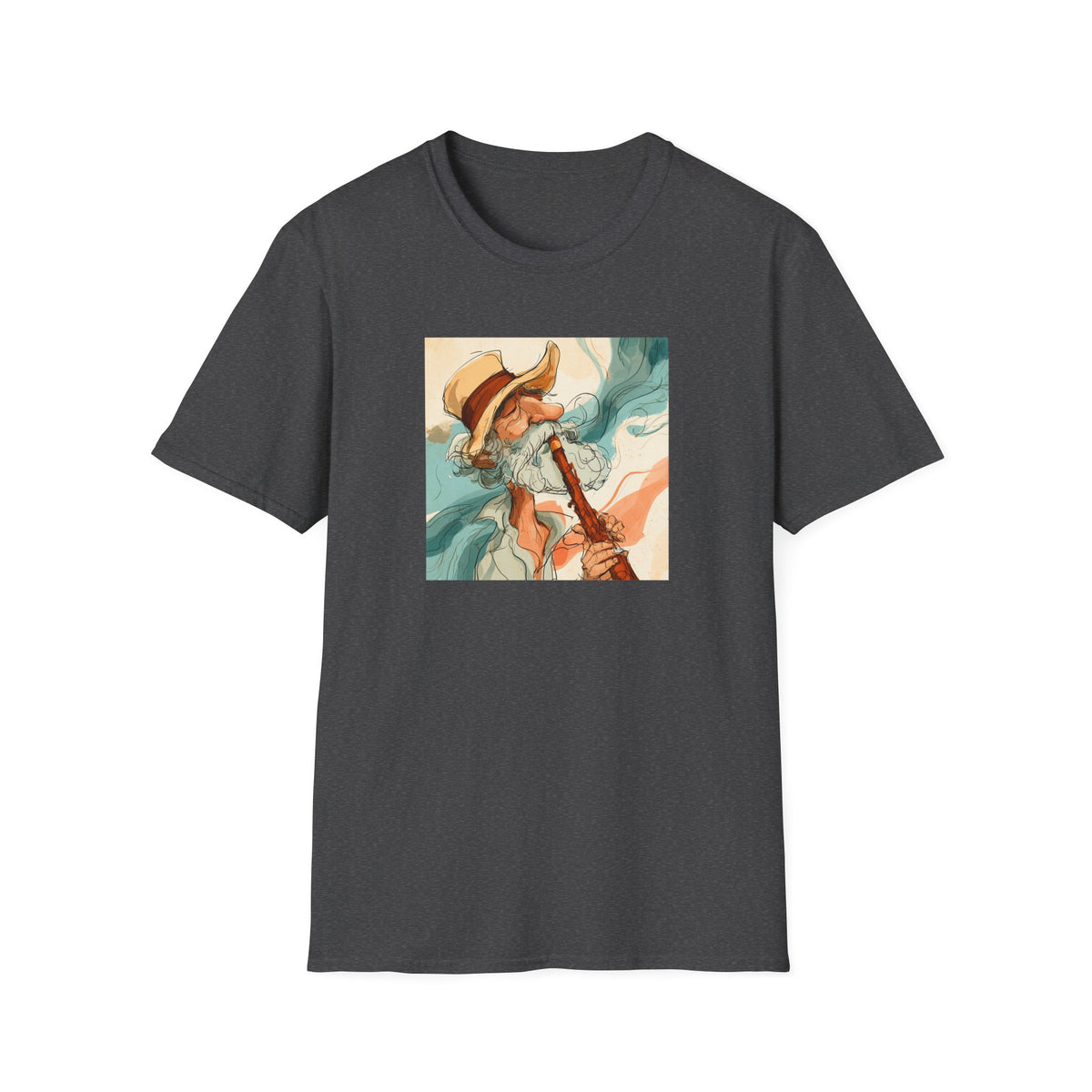 Abstract Coastal Art T-Shirt – Vintage Watercolor Musician Graphic Tee, Retro Boho Fashion, Colorful Artistic Unisex Shirt, Music Lover Gift