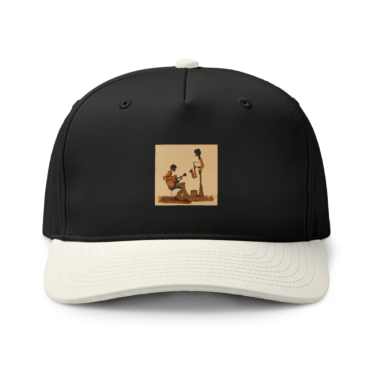 Vintage Street Musician Two Tone Cap, Retro Guitar Hat, Jazz Music Baseball Cap, Music Lover Gift, Indie Musician Trucker Style Hat