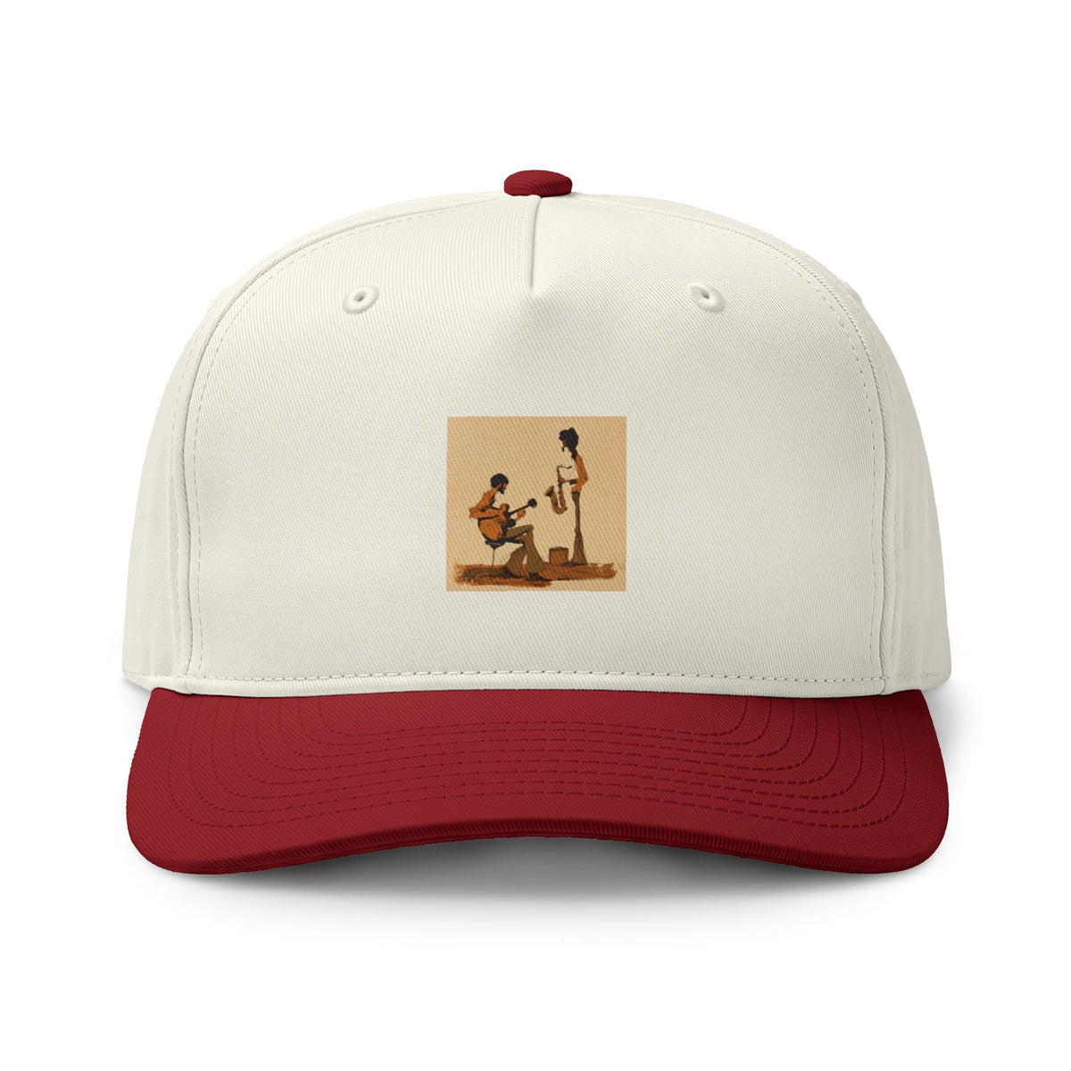 Vintage Street Musician Two Tone Cap, Retro Guitar Hat, Jazz Music Baseball Cap, Music Lover Gift, Indie Musician Trucker Style Hat