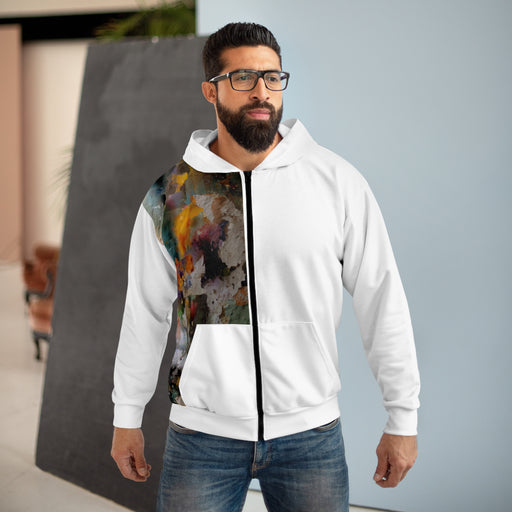Abstract Paint Splash Zip Hoodie — Artistic Asymmetrical Design