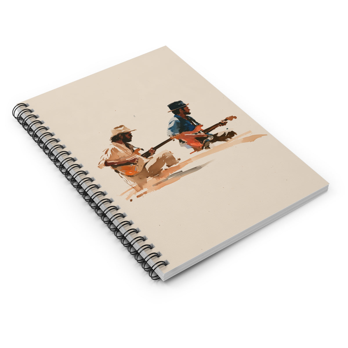 Acoustic Guitar Duo Spiral Notebook – Watercolor Music Journal, Lined Musician Notebook, Vintage Guitar Lover Gift