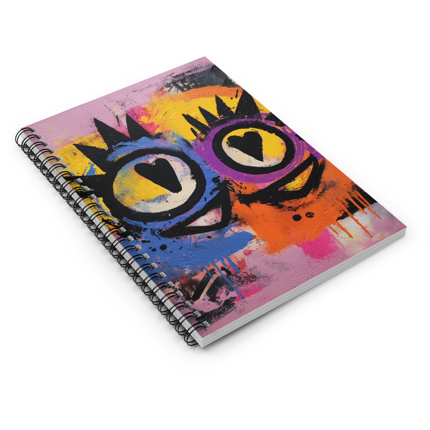 Graffiti Heart Eyes Spiral Notebook — Colorful Urban Art Ruled Journal