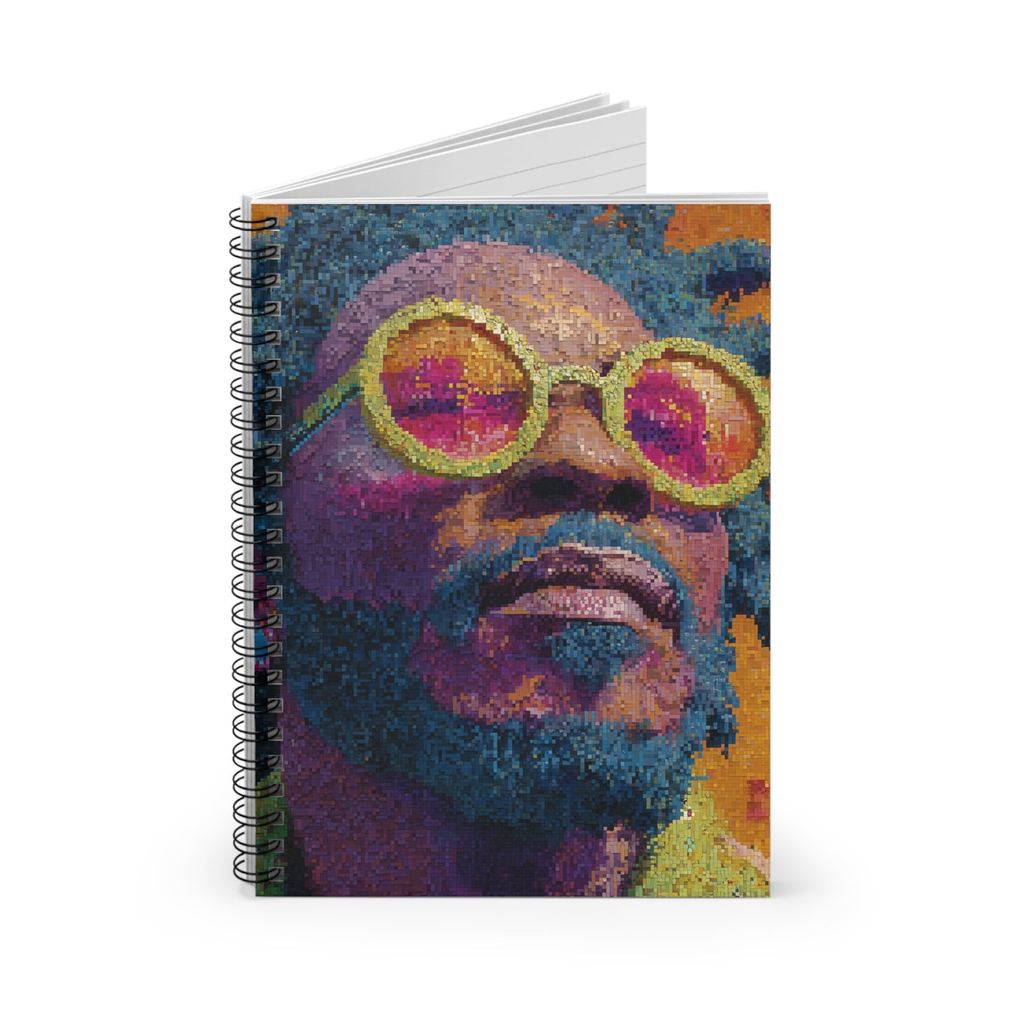 Spiral Notebook With Vibrant Retro Portrait And Yellow Sunglasses Ruled 90Gsm Paper