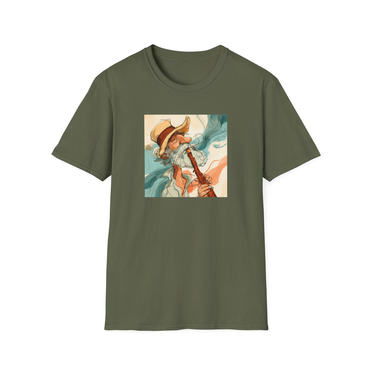 Abstract Coastal Art T-Shirt – Vintage Watercolor Musician Graphic Tee, Retro Boho Fashion, Colorful Artistic Unisex Shirt, Music Lover Gift