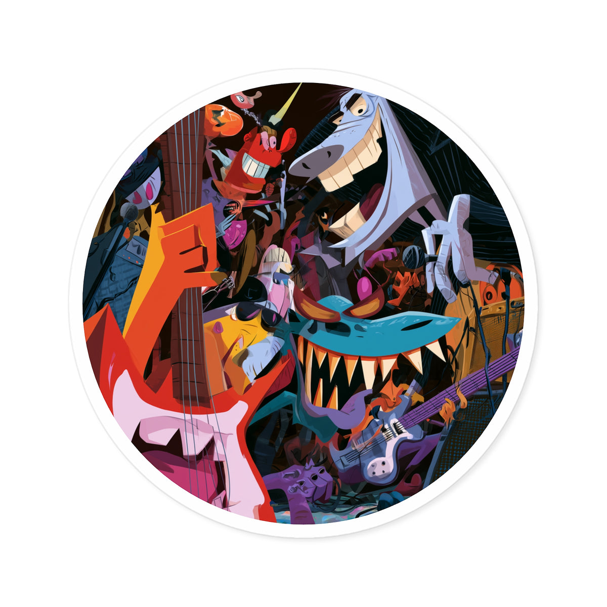 Colorful Music Monster Vinyl Sticker Guitar Band Decal For Laptops