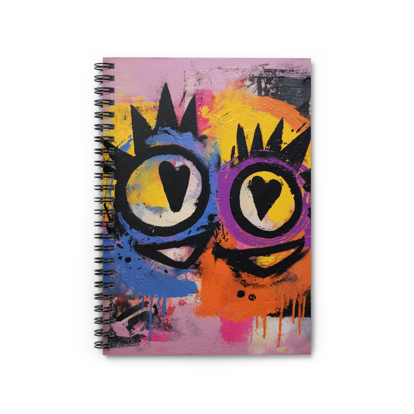 Graffiti Heart Eyes Spiral Notebook — Colorful Urban Art Ruled Journal