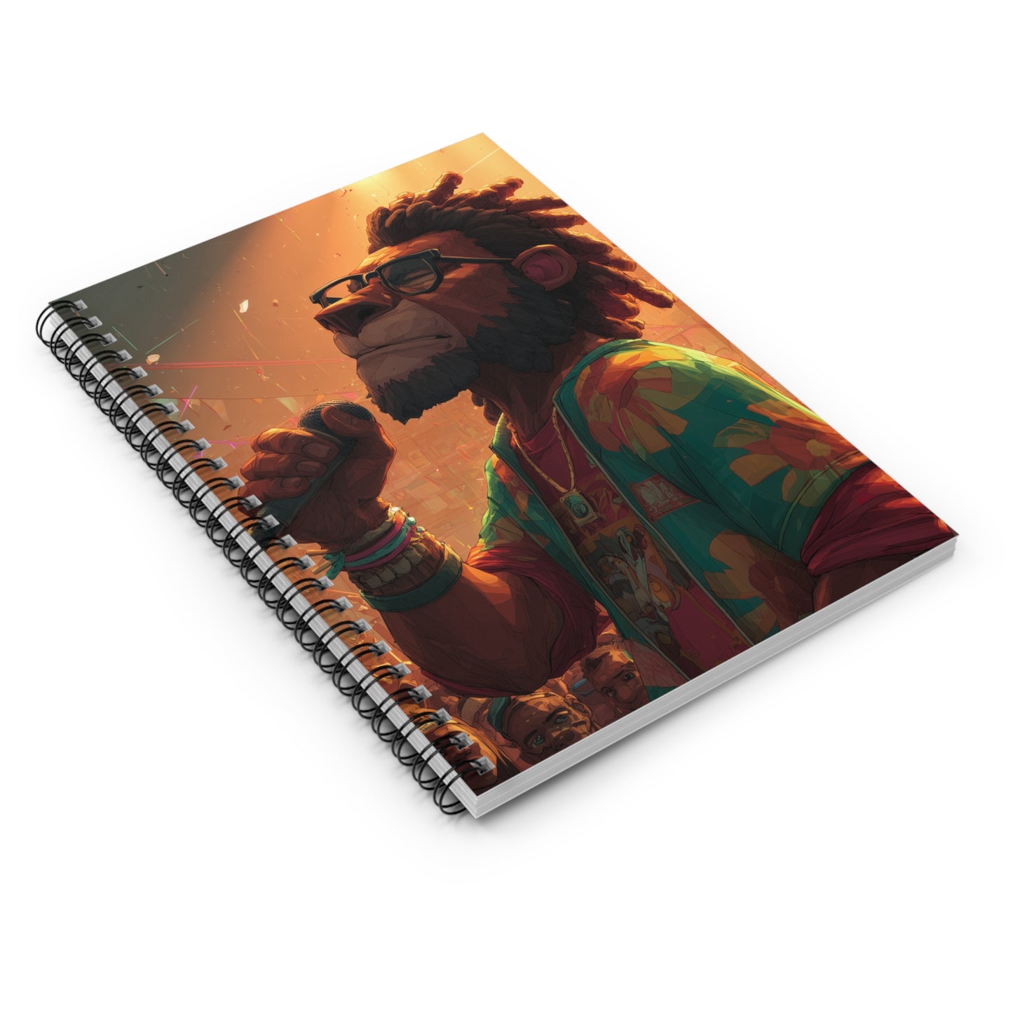Reggae Lion Singer Spiral Notebook — Ruled Journal for Songwriters & Music Lovers
