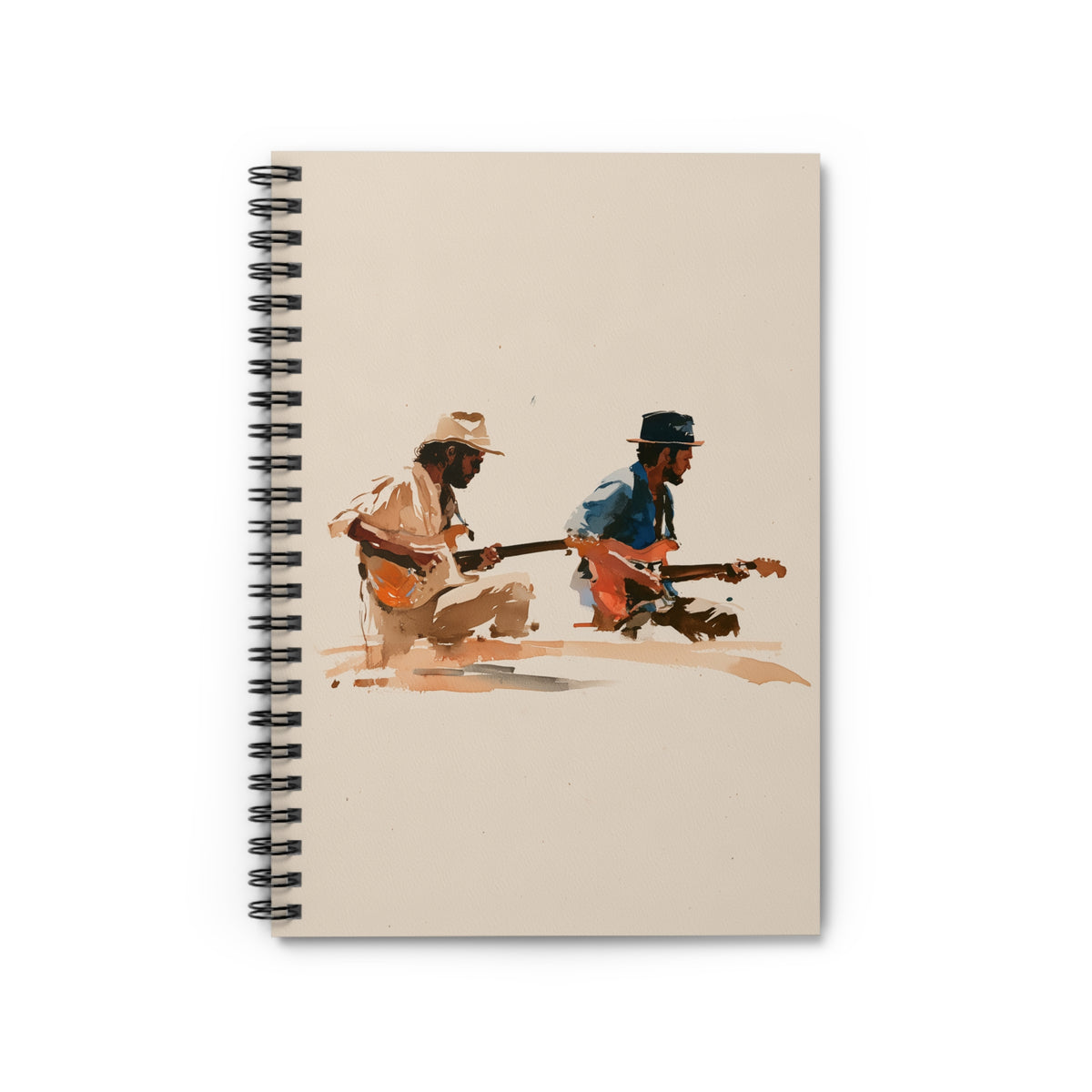 Acoustic Guitar Duo Spiral Notebook – Watercolor Music Journal, Lined Musician Notebook, Vintage Guitar Lover Gift