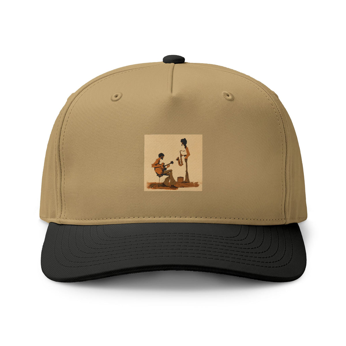 Vintage Street Musician Two Tone Cap, Retro Guitar Hat, Jazz Music Baseball Cap, Music Lover Gift, Indie Musician Trucker Style Hat