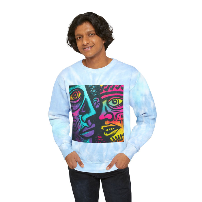Electric Faces Neon Tie‑Dye Crewneck – Music Andy Designs