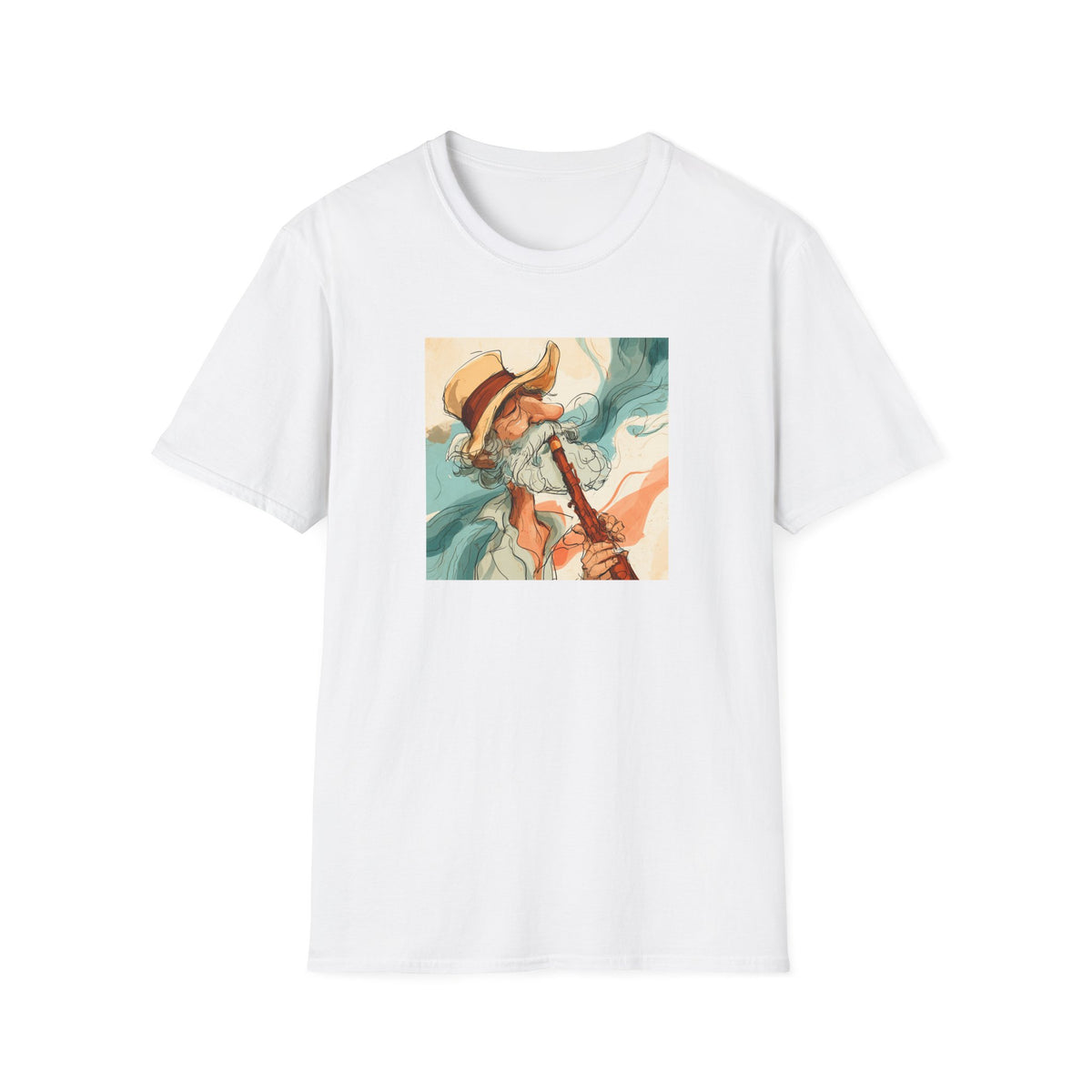 Abstract Coastal Art T-Shirt – Vintage Watercolor Musician Graphic Tee, Retro Boho Fashion, Colorful Artistic Unisex Shirt, Music Lover Gift