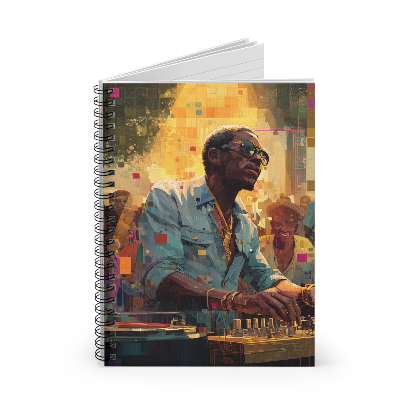DJ Vibes Spiral Notebook 6x8 Inch Retro Musician Art Ruled Notebook For Lyrics Set Lists Journaling
