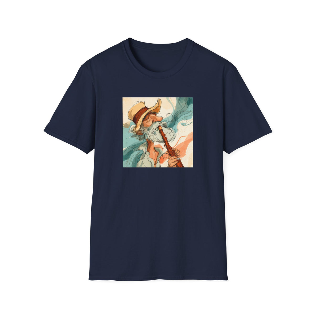 Abstract Coastal Art T-Shirt – Vintage Watercolor Musician Graphic Tee, Retro Boho Fashion, Colorful Artistic Unisex Shirt, Music Lover Gift