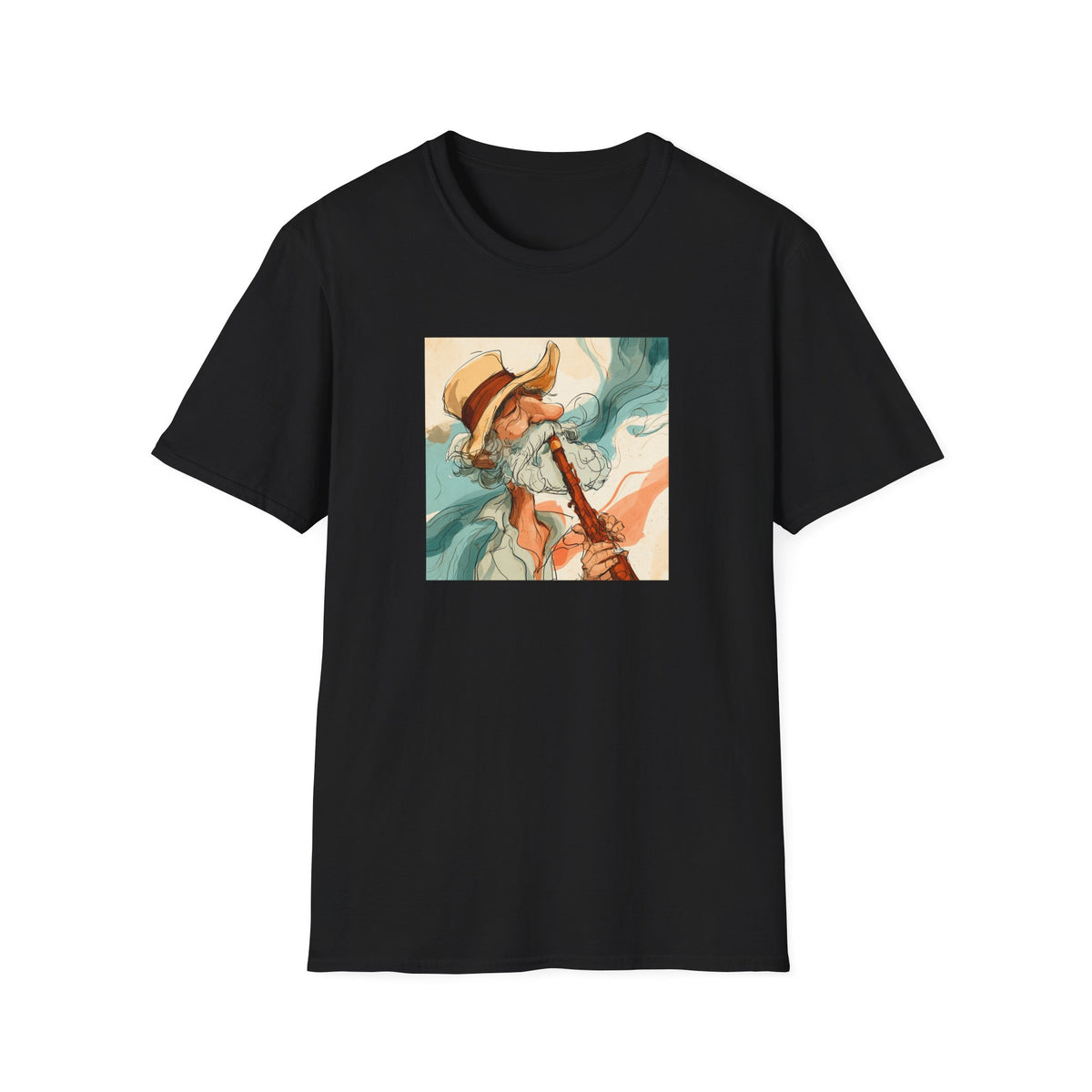 Abstract Coastal Art T-Shirt – Vintage Watercolor Musician Graphic Tee, Retro Boho Fashion, Colorful Artistic Unisex Shirt, Music Lover Gift