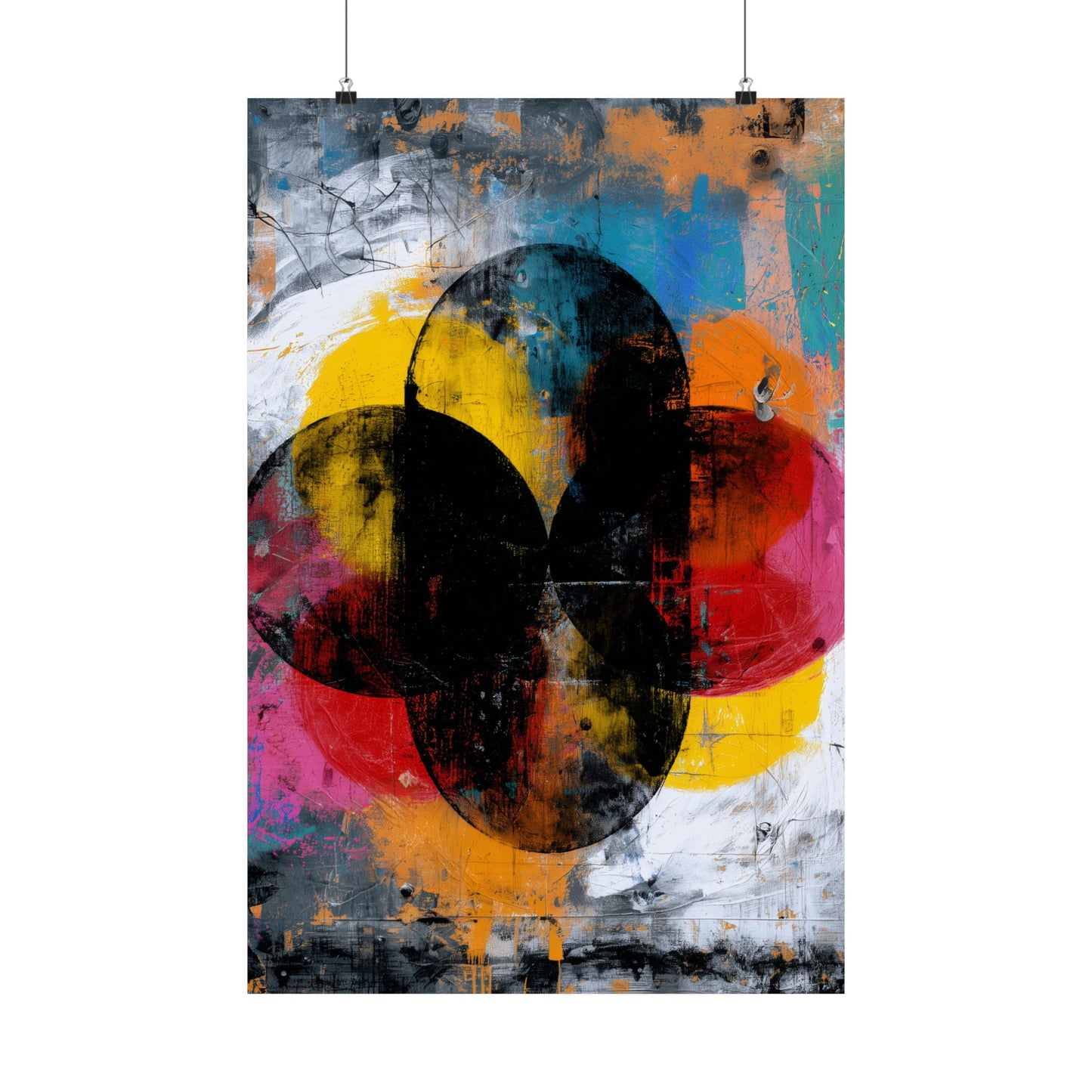 Abstract Colorburst Matte Vertical Poster — Modern Geometric Wall Art