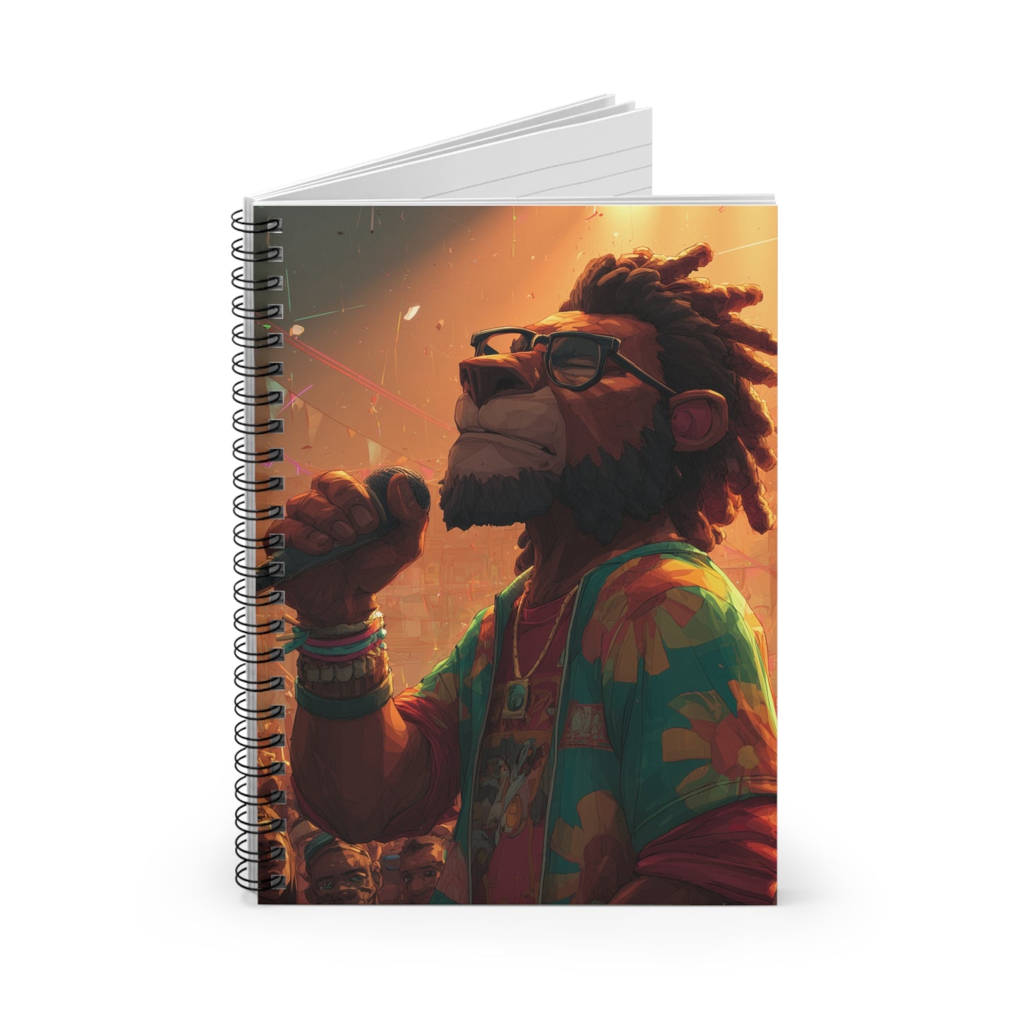 Reggae Lion Singer Spiral Notebook — Ruled Journal for Songwriters & Music Lovers