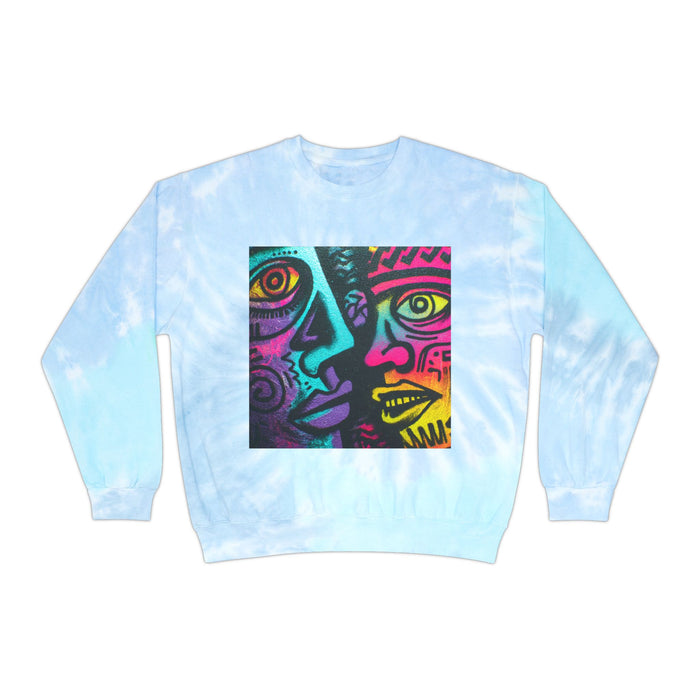 Electric Faces Neon Tie‑Dye Crewneck – Music Andy Designs