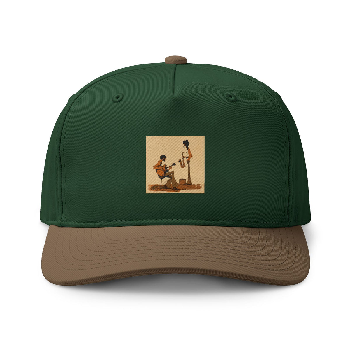 Vintage Street Musician Two Tone Cap, Retro Guitar Hat, Jazz Music Baseball Cap, Music Lover Gift, Indie Musician Trucker Style Hat